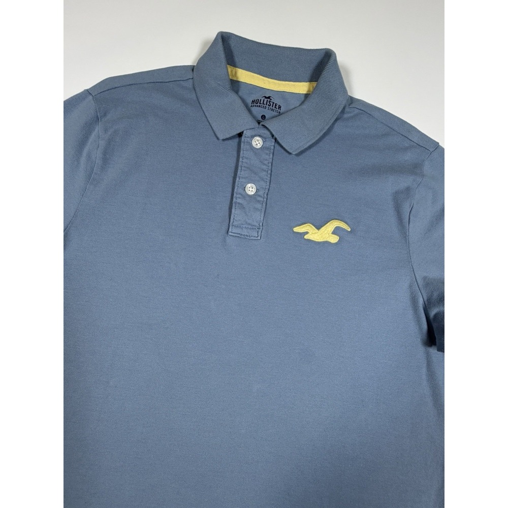 Hollister Advanced Stretch Polo Shirt Mens Large Blue Seagull Big Logo